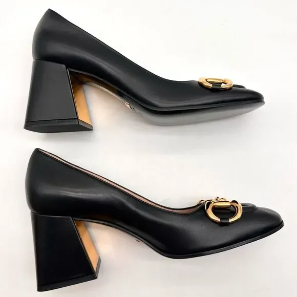 Gucci Baby Horsebit Pumps Black Leather Mid Block
Heel Square Toe EU 37 US 7 - Picture 6 of 13